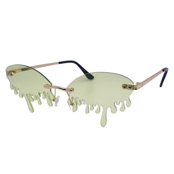 6071 | Green Drip Rimless Novelty Sunglasses - Picture 3 of 5